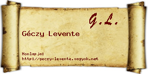 Géczy Levente névjegykártya